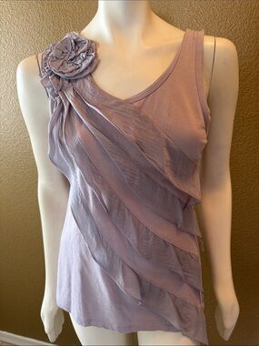 Women's Lavender Ruffled Asymmetrical Tank Top
